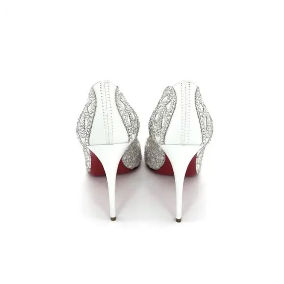 Christian Louboutin Top Vague 100 Kid Crystal Embellished Pumps Women’s 37.5 - Picture 6 of 9